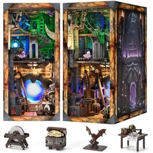 Kit de rincón de libros, kit de bricolaje en miniatura para casa de muñecas con luz LED y cubierta