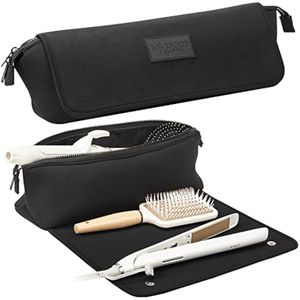 Bolsa de viaje para herramientas para el cabello y alfombrilla resistente al calor para planchas,
