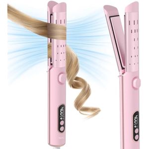 NOVUS - Plancha rizadora de flujo de aire para rizos duraderos, plancha plana de cerámica 2 en 1,