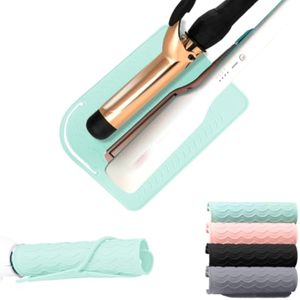 Alfombrilla de silicona resistente al calor para herramientas de pelo de rizador, estuche de viaje,