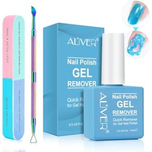 Removedor de esmalte de uñas de gel de 0.5 onzas líquidas con lima de uñas y raspador de esmalte de