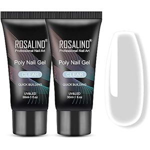 ROSALIND Polímero de extensión de uñas de gel de poliéster transparente, 2 unidades de 1.0 fl oz de