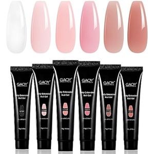 GAOY Juego de gel de polietileno, kit de gel de extensión de uñas, 6 colores rosa nude,