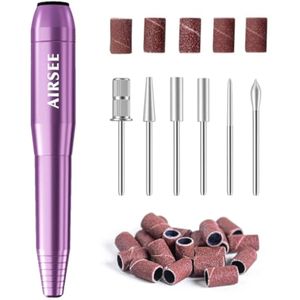 AIRSEE Taladro de uñas portátil, lima eléctrica USB, 20000 RPM, dirección de velocidad ajustable,