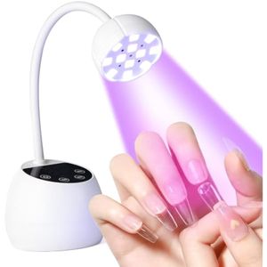 Lámpara de uñas UV para uñas de gel, luz UV de 36 W, cuello de cisne recargable con 4 ajustes de