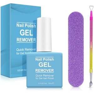 Removedor de esmalte de uñas de gel de 0.5 onzas líquidas con lima de uñas y raspador de esmalte de