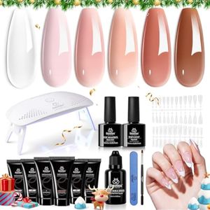 Beetles - Kit de iniciación de gel de uñas de polietileno con luz UV, 6 colores claros, nude,