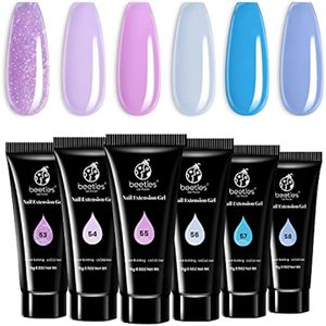 Beetles - Kit de uñas de gel de extensión de poliéster, 6 unidades, color azul y morado, gel de