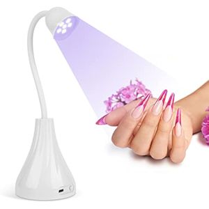 Lámpara de uñas LED UV, mini secador de uñas portátil, giratorio de 360°, manos libres, luz de uñas