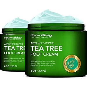 New York Biology - Crema de pies con aceite de árbol de té para pies secos y agrietados, pies de