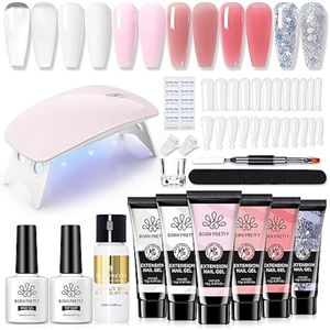 BORN PRETTY Kit de gel de extensión de uñas de poli de 6 colores, kit de gel de uñas de poligel,