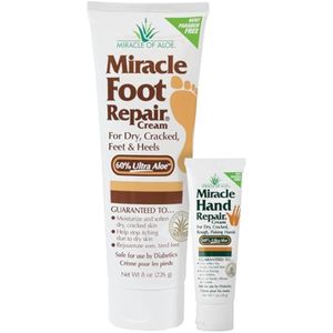 Miracle Foot Repair Cream, 8 onzas + 1 onza Miracle Hand Repair, lociones curativas de aloe vera