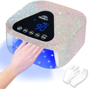 Lámpara de uñas LED UV de 54 W con guantes UV, base de espejo de metal magnético, secadora de uñas