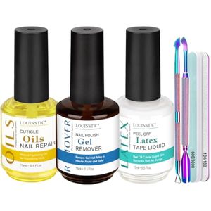 LOUINSTIC Removedor de esmalte de uñas de gel, kit removedor de esmalte de gel con aceite para