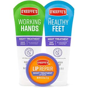 O'Keeffe's Paquete combinado de tratamiento nocturno que incluye crema para manos trabajadoras para