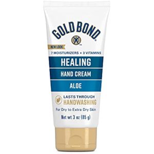 Gold Bond Crema de manos curativa, 3 onzas, con aloe, humedad que dura a través del lavado de manos
