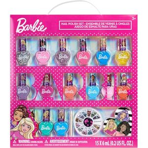 Barbie Movie - Juego de 18 piezas de esmalte de uñas a base de agua para niños, incluye esmalte de