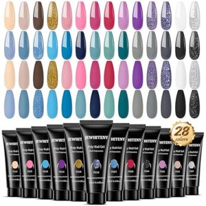 JEWHITENY Juego de gel de uñas de polietileno, 28 colores, 0.42 oz, color nude, rosa y marrón, kit