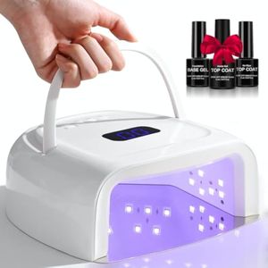 Lámpara de uñas LED UV recargable de 60 W, secado de uñas inalámbrico más rápido, 42 cuentas y mango