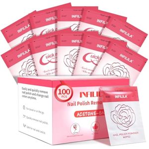 NXJ INFILILA Almohadillas quitaesmalte de uñas, removedor de esmalte de uñas de acetona, 100