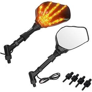 Espejo retrovisor de motocicleta con señal de giro LED Ghost Claw Modelo 0.315 in 0.394 in para