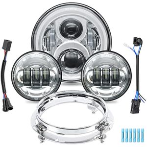 VZ4X4 Kit de faros delanteros LED de 7 pulgadas con lámpara de paso de 4 1/2 y soporte de anillo