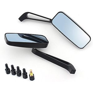 surpassme 0.315 in/0.394 in Negro Rectángulo Motocicleta Bobber Espejos Espejo Azul Reducción del