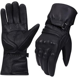 Harssidanzar Guantes largos de invierno para hombre, guantes largos de cuero genuino para pantalla