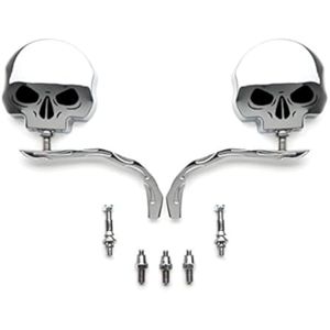 XKMT-skull - Espejos laterales cromados con llama compatibles con Harley Road King, Electra Street