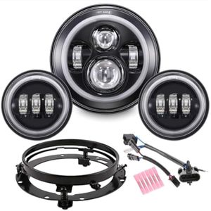 Z-OFFROAD Faro LED negro de 7 pulgadas + luces antiniebla de 4-1/2 pulgadas con DRL kit de faros