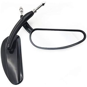 HTTMT MT400-013-BK - Par de espejos de carreras en forma de lágrima negra compatibles con Harley