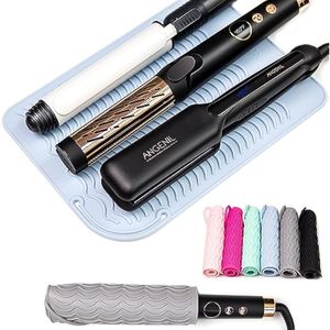 ANGENIL Alfombrilla de silicona resistente al calor grande para rizador, plancha plana, alisadora de