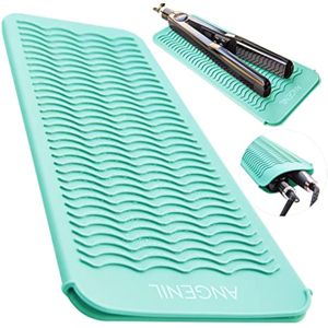 ANGENIL Alfombrilla de silicona para rizador, resistente al calor para viajes, plancha plana de