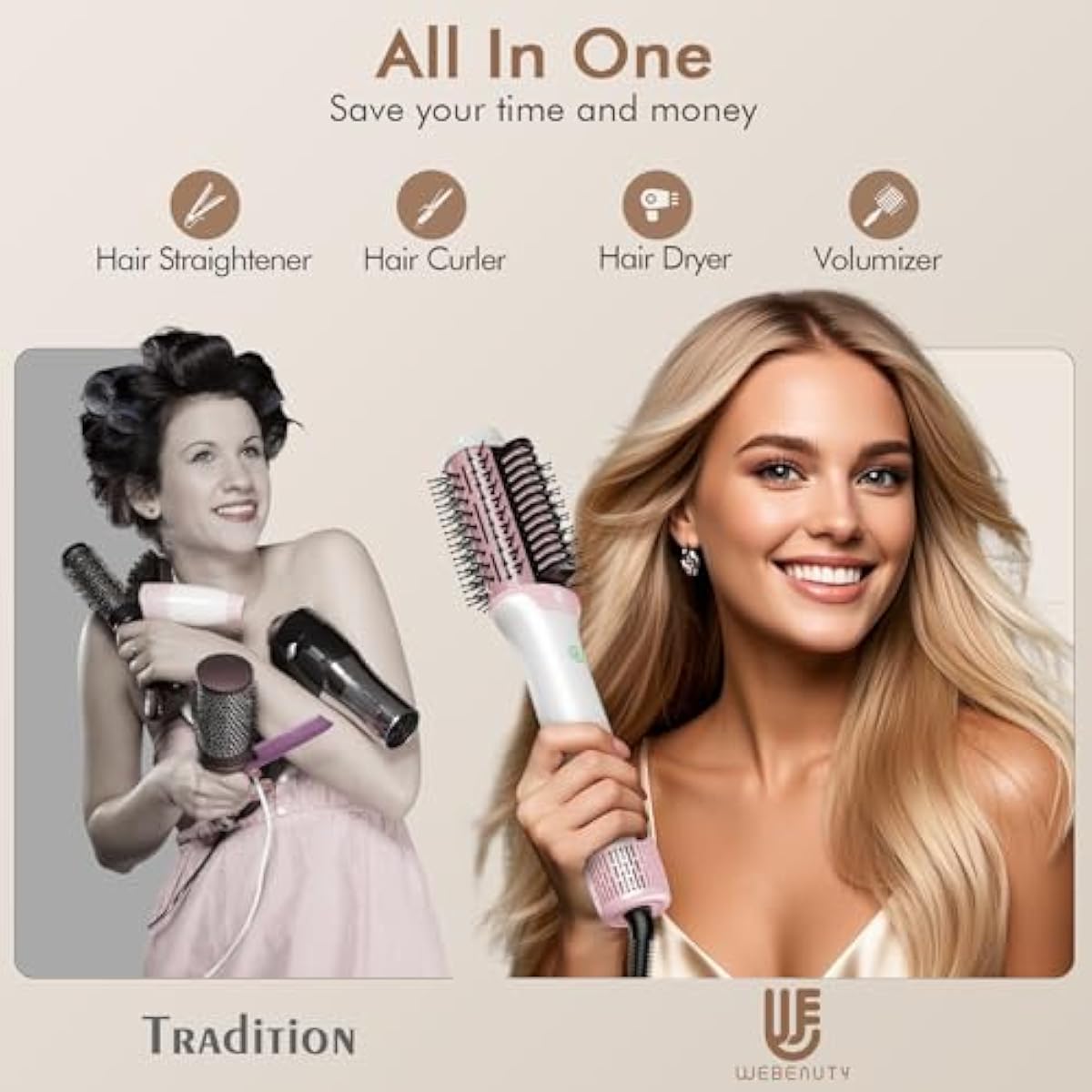 Cepillo secador de pelo, alisador de pelo en de alta velocidad