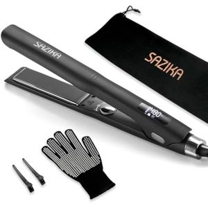 SAZIKA - Plancha iónica para el cabello, alisadora profesional de titanio nano con placas flotantes
