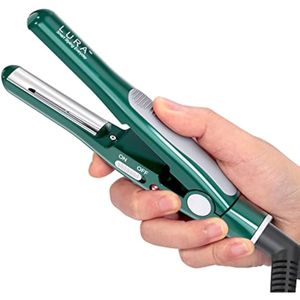 Plancha plana pequeña para corte de pelo Pixie: alisadora de platos curvados de nanotanio de 1/2