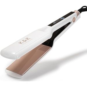 K&amp;K Shine Therapy - Plancha de pelo de 2.25 pulgadas, plancha plana infundida con aceite de