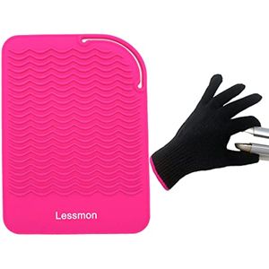 Tapete de viaje de plancha plana, protector de mostrador de rizador con guante resistente al calor