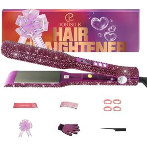 DORISILK Alisador y rizador de pelo a alta temperatura de 480 °F, plancha de titanio con diamantes