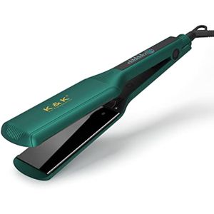 K&amp;K 2.16 Plancha para cabello grueso, plancha plana extra ancha con temperatura ajustable