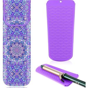 Shappy Funda de viaje para rizador, 2 piezas, resistente al calor, funda de hierro plano, soporte de