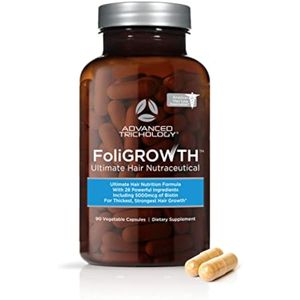 Novedosa vitamina para crecimiento capilar FoliGROWTH - sin gluten, fórmula vegana, probados en