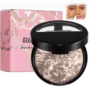 AKARY Baked Powder Foundation, Oil Control Correcting Powder Foundation, Buildable Light to Medium