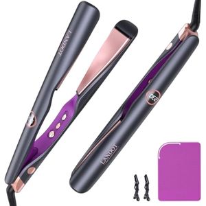 LANDOT Plancha y rizadora de pelo 2 en 1, plancha plana de cerámica para rizos suaves y cabello liso