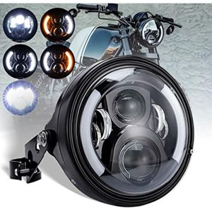 LEDOPPO Luces LED redondas de 7 pulgadas para motocicleta con cubeta de vivienda, DRL, luces de