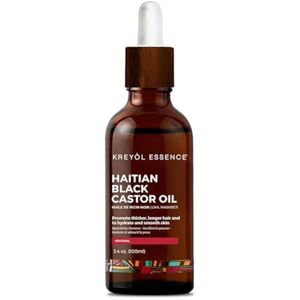 Kreyol Essence - Aceite de ricino negro haitiano para piel y cabello, botella de vidrio, crecimiento