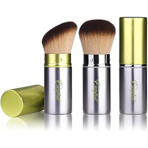 Brochas retráctiles de maquillaje Kabuki, juego de 2 brochas para rubor, pinceles portátiles para