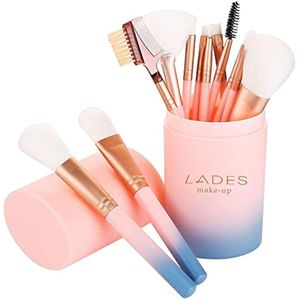 Brochas de maquillaje – 12 piezas de brochas de maquillaje para base, sombra de ojos, delineador de