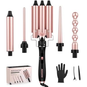 MOCEMTRY Juego de rizadores 5 en 1 con 3 barriles para mujer, rizador de pelo de calentamiento