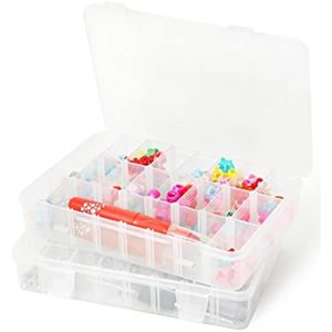 UHOUSE 2 unidades de 24 rejillas de plástico transparente organizador caja de almacenamiento con